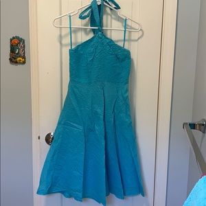 0p JCrew halter teal sun dress